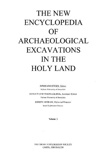 The new encyclopedia of archaeological excavations in the Holy Land / 3 [Jokneam - Pella].