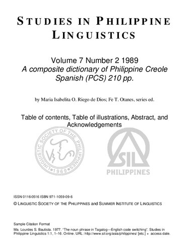 A composite dictionary of Philippine Creole Spanish (PCS)