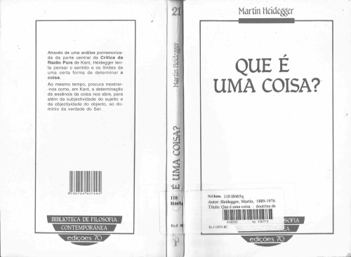 Que é uma coisa? : doutrina de Kant dos princípios transcendentais