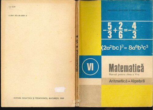 Matematică. Aritmetică. Algebră. Manual pentru clasa a VI-a