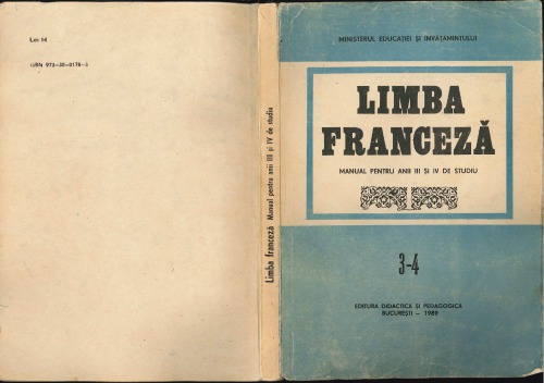 Limba Franceză. Manual pentru anii III și IV de studiu