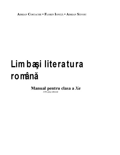 Limba si literatura romana Manual pentru clasa a X-xa