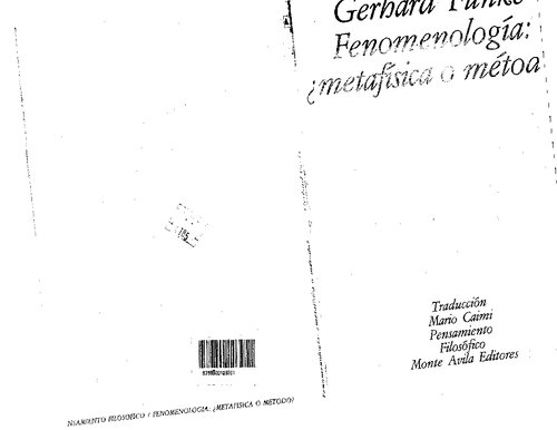 Fenomenología : ¡metafísica o método?