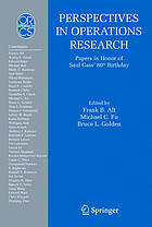 Perspectives in operations research : Papers in Honor of Saul Gass' 80th Birthday