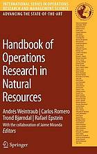 Handbook Of Operations Research In Natural Resources