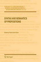 Syntax and semantics of prepositions