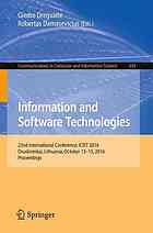 Information and Software Technologies : 22nd International Conference, ICIST 2016, Druskininkai, Lithuania, October 13-15, 2016, Proceedings