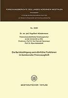 Die Berücksichtigung zentralörtlicher Funktionen im kommunalen Finanzausgleich.