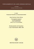 Strukturwandel und Konjunktur in der Textilindustrie neunzehnhundertsechzig bis neunzehnhundertachtundsiebzig