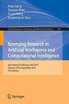 Emerging research in artificial intelligence and computationaI intelligence : international conference ; proceedings