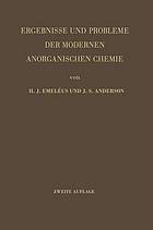 Ergebnisse und probleme der modernen anorganischen chemie.