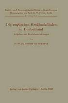 Die englischen Großbankfilialen in Deutschland : Aufgaben und Betriebseinrichtungen