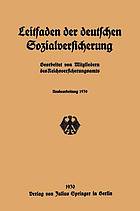 Leitfaden der deutschen Sozialversicherung : Neubearbeitung 1930.