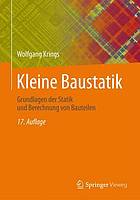 Kleine Baustatik Grundlagen Der Statik Und Berechnung Von Bauteilen.