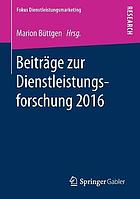 Beiträge zur Dienstleistungsforschung 2016