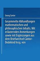 Gesammelte Abhandlungen Mathematischen und Philosophischen Inhalts