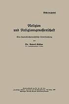 Religion und Religionsgenossenschaft : Eine Staatskirchenrechtliche Untersuchung