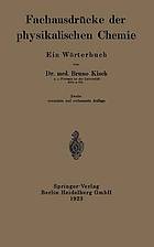 Fachausdrücke der physikalischen Chemie : Ein Wörterbuch