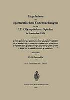 Ergebnisse der sportärztlichen Untersuchungen bei den IX. Olympischen Spielen in Amsterdam 1928