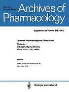 Deutsche Pharmakologische Gesellschaft : abstracts of the 22nd Spring Meeting, March 10-13, 1981, Mainz.