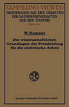 Die wissenschaftlichen Grundlagen der Preisbildung für die elektrische Arbeit