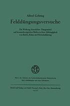 Felddüngungsversuche : Die Wirkung künstlicher Düngemittel auf braunschweigischen Böden in ihrer Abhängigkeit von Boden, Klima und Betriebsführung