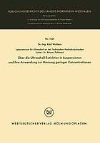 Über die Ultraschall-Extinktion in Suspensionen und ihre Anwendung zur Messung geringer Konzentrationen
