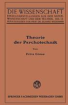 Theorie der Psychotechnik : Grundzüge der praktischen Psychologie I