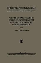 Personendarstellung bei den florentinischen Geschichtsschreibern der Renaissance