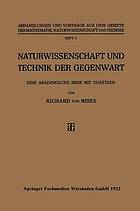 Naturwissenschaft und Technik der Gegenwart : Eine Akademische Rede mit Zust̃zen