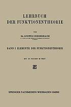 Lehrbuch der Funktionentheorie : Band I: Elemente der Funktionentheorie