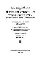 Encyklopd̃ie der Mathematischen Wissenschaften mit Einschluss ihrer Anwendungen : Zweiter Band: Analysis