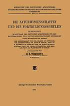 Die Naturwissenschaften und die Fortbildungsschulen : Denkschrift im Auftrage des Deutschen Ausschusses für den Mathematischen und Naturwissenschaftlichen Unterricht