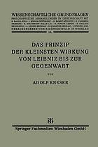 Das Prinzip der Kleinsten Wirkung von Leibniz bis zur Gegenwart