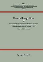 Proceedings of the Second International Conference on General Inequalities held in the Mathematical Research Institute at Oberwolfach, Black Forest, July 30 - August 5, 1978