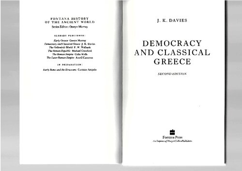 Democracy and Classical Greece (Fontana History of the Ancient World, #2)