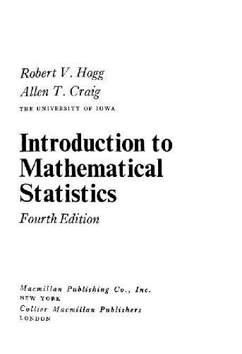 Introduction to Mathematical Statistics