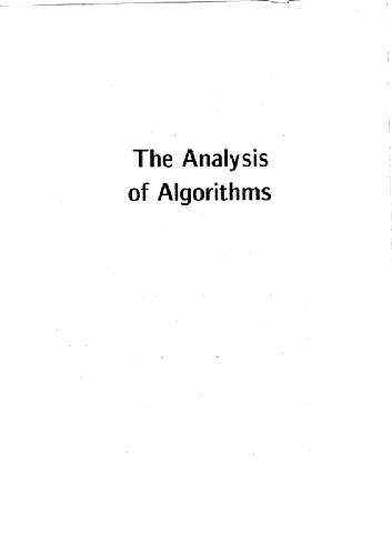 The Analysis of Algorithms