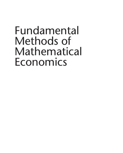 Fundamental Methods of Mathematical Economics