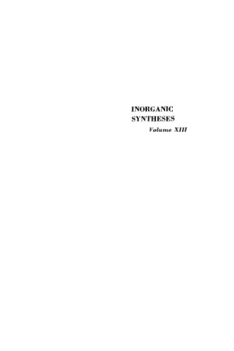 Inorganic Syntheses Volume XIII (v. 13)