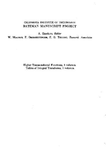 Tables Of Integral Transforms