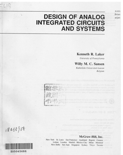 Design of Analog Integrated Circuits and Systems