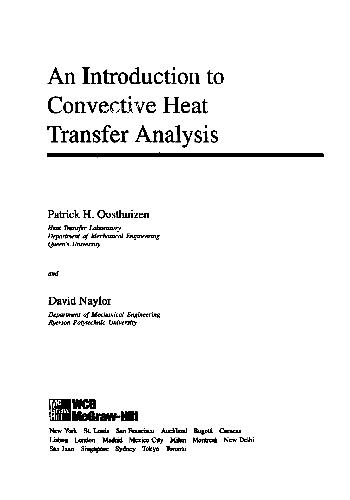 An Introduction to Convective Heat Transfer Analysis