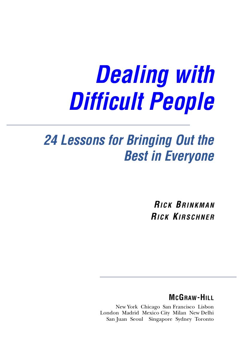 Dealing with Difficult People