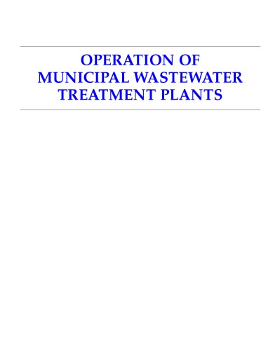 Operation of Municipal Wastewater Treatment Plants