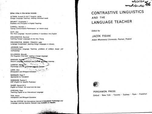 Contrastive Linguistics and the Language Teacher