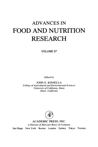 Advances in Food and Nutrition Research, Volume 37