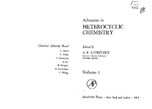 Advances in Heterocyclic Chemistry, Volume 1