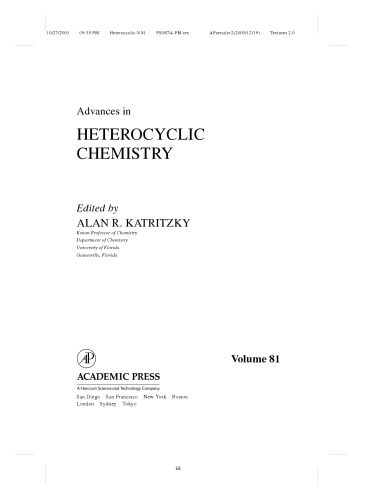 Advances in Heterocyclic Chemistry, Volume 81