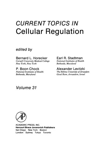 Current Topics in Cellular Regulation, Volume 31